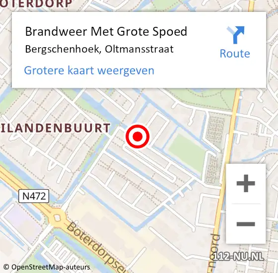 Locatie op kaart van de 112 melding: Brandweer Met Grote Spoed Naar Bergschenhoek, Oltmansstraat op 8 februari 2021 07:44