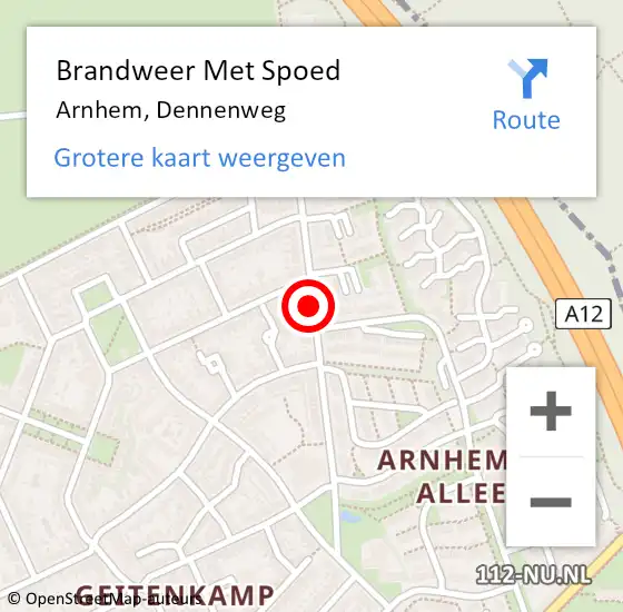Locatie op kaart van de 112 melding: Brandweer Met Spoed Naar Arnhem, Dennenweg op 8 februari 2021 07:59