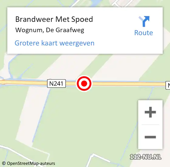 Locatie op kaart van de 112 melding: Brandweer Met Spoed Naar Wognum, De Graafweg op 8 februari 2021 08:34