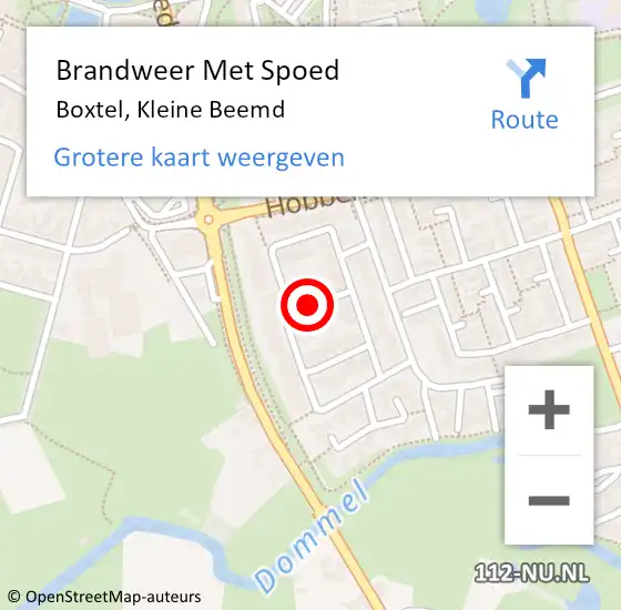 Locatie op kaart van de 112 melding: Brandweer Met Spoed Naar Boxtel, Kleine Beemd op 8 februari 2021 09:04