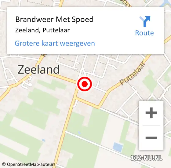 Locatie op kaart van de 112 melding: Brandweer Met Spoed Naar Zeeland, Puttelaar op 8 februari 2021 10:19