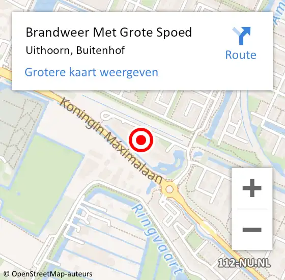 Locatie op kaart van de 112 melding: Brandweer Met Grote Spoed Naar Uithoorn, Buitenhof op 8 februari 2021 10:26