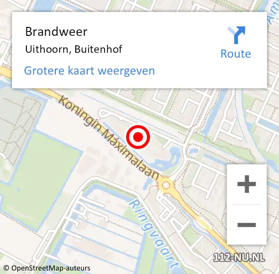 Locatie op kaart van de 112 melding: Brandweer Uithoorn, Buitenhof op 8 februari 2021 10:28