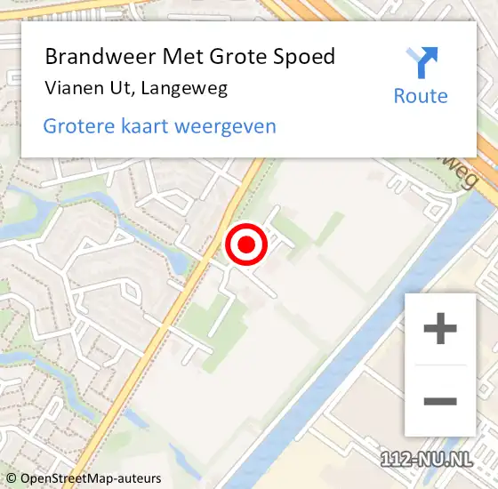 Locatie op kaart van de 112 melding: Brandweer Met Grote Spoed Naar Vianen Ut, Langeweg op 8 februari 2021 10:30