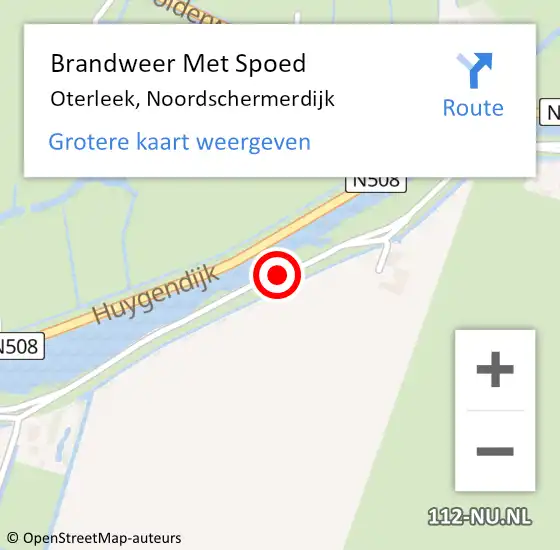 Locatie op kaart van de 112 melding: Brandweer Met Spoed Naar Oterleek, Noordschermerdijk op 8 februari 2021 10:32