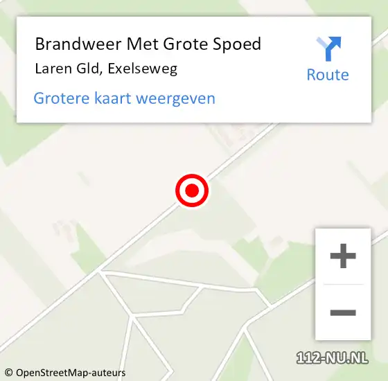 Locatie op kaart van de 112 melding: Brandweer Met Grote Spoed Naar Laren Gld, Exelseweg op 1 juni 2014 15:24