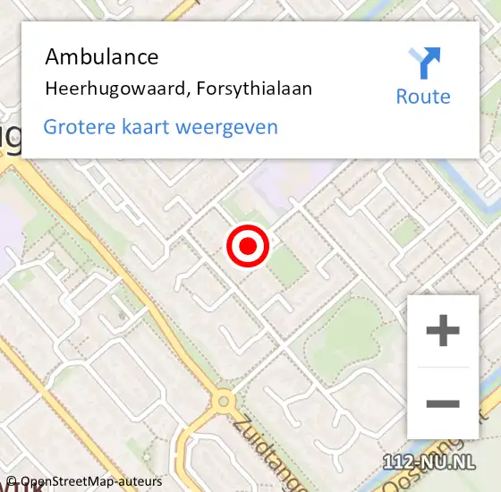 Locatie op kaart van de 112 melding: Ambulance Heerhugowaard, Forsythialaan op 8 februari 2021 10:39