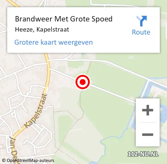 Locatie op kaart van de 112 melding: Brandweer Met Grote Spoed Naar Heeze, Kapelstraat op 8 februari 2021 10:49