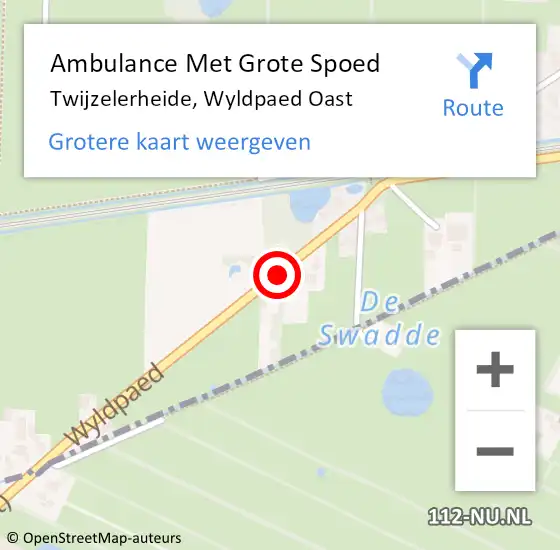 Locatie op kaart van de 112 melding: Ambulance Met Grote Spoed Naar Twijzelerheide, Wyldpaed Oast op 1 juni 2014 15:31