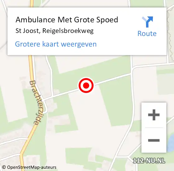Locatie op kaart van de 112 melding: Ambulance Met Grote Spoed Naar St Joost, Reigelsbroekweg op 1 juni 2014 15:32