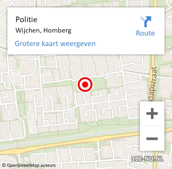 Locatie op kaart van de 112 melding: Politie Wijchen, Homberg op 8 februari 2021 12:23