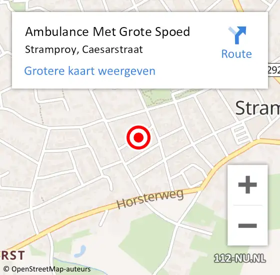 Locatie op kaart van de 112 melding: Ambulance Met Grote Spoed Naar Stramproy, Caesarstraat op 8 februari 2021 12:28