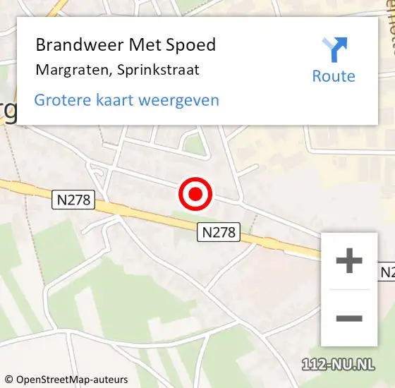 Locatie op kaart van de 112 melding: Brandweer Met Spoed Naar Margraten, Sprinkstraat op 8 februari 2021 13:04