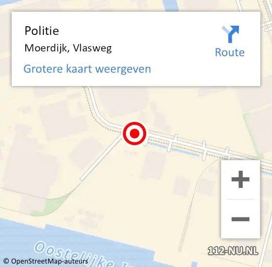 Locatie op kaart van de 112 melding: Politie Moerdijk, Vlasweg op 8 februari 2021 13:08