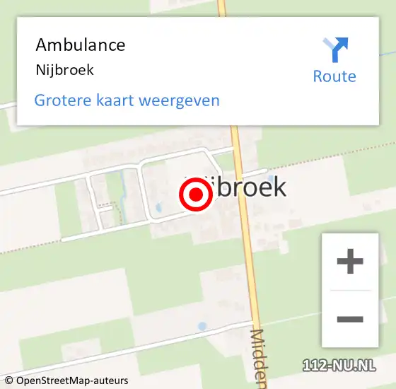 Locatie op kaart van de 112 melding: Ambulance Nijbroek op 8 februari 2021 13:17