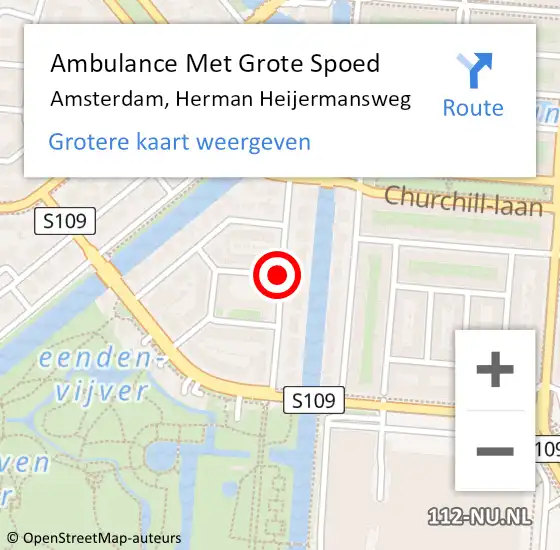 Locatie op kaart van de 112 melding: Ambulance Met Grote Spoed Naar Amsterdam, Herman Heijermansweg op 8 februari 2021 13:59