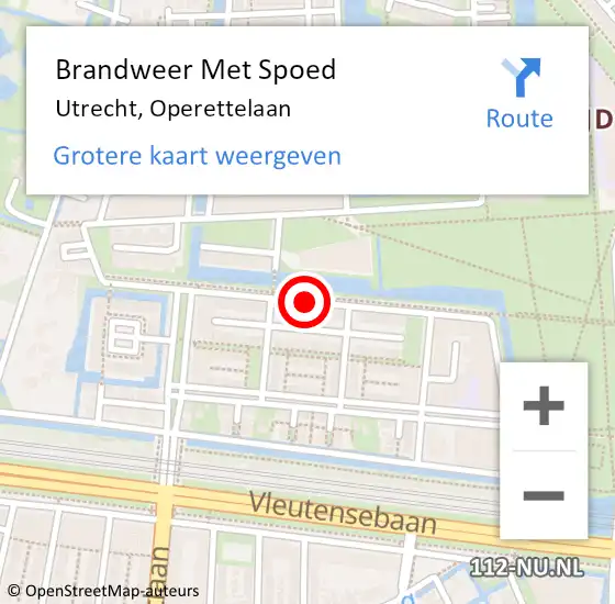 Locatie op kaart van de 112 melding: Brandweer Met Spoed Naar Utrecht, Operettelaan op 8 februari 2021 14:20