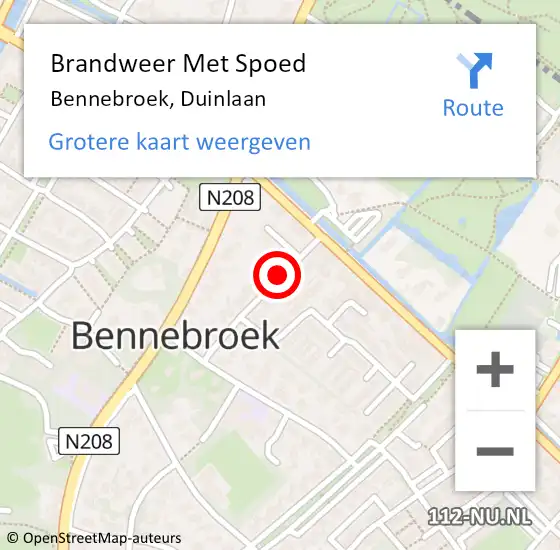 Locatie op kaart van de 112 melding: Brandweer Met Spoed Naar Bennebroek, Duinlaan op 8 februari 2021 14:39