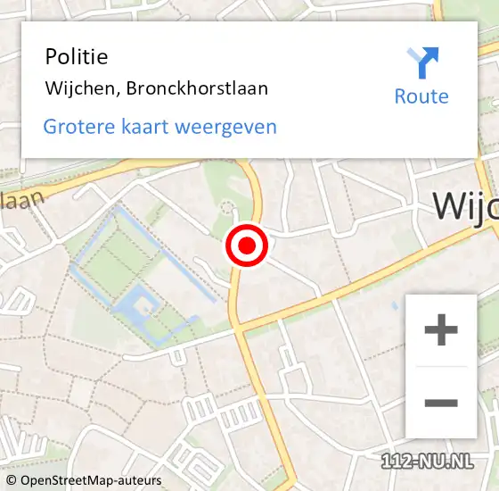 Locatie op kaart van de 112 melding: Politie Wijchen, Bronckhorstlaan op 8 februari 2021 14:47