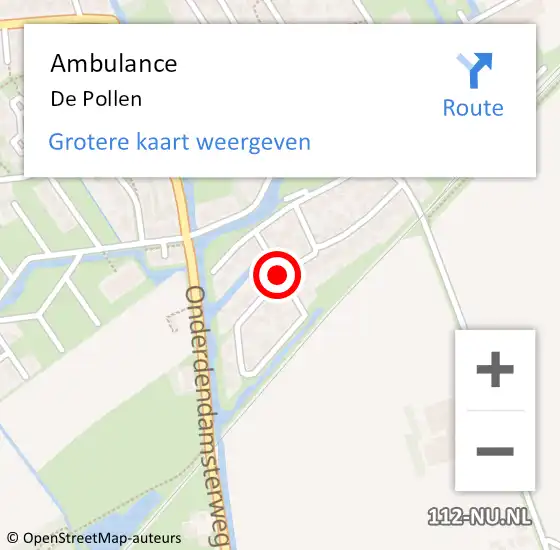 Locatie op kaart van de 112 melding: Ambulance De Pollen op 1 juni 2014 16:01