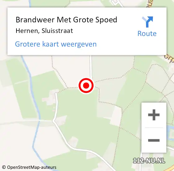 Locatie op kaart van de 112 melding: Brandweer Met Grote Spoed Naar Hernen, Sluisstraat op 8 februari 2021 15:05