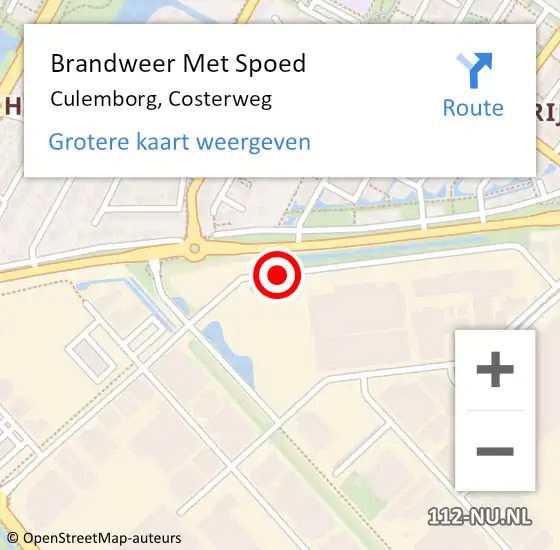 Locatie op kaart van de 112 melding: Brandweer Met Spoed Naar Culemborg, Costerweg op 8 februari 2021 17:45