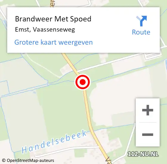 Locatie op kaart van de 112 melding: Brandweer Met Spoed Naar Emst, Vaassenseweg op 8 februari 2021 18:01