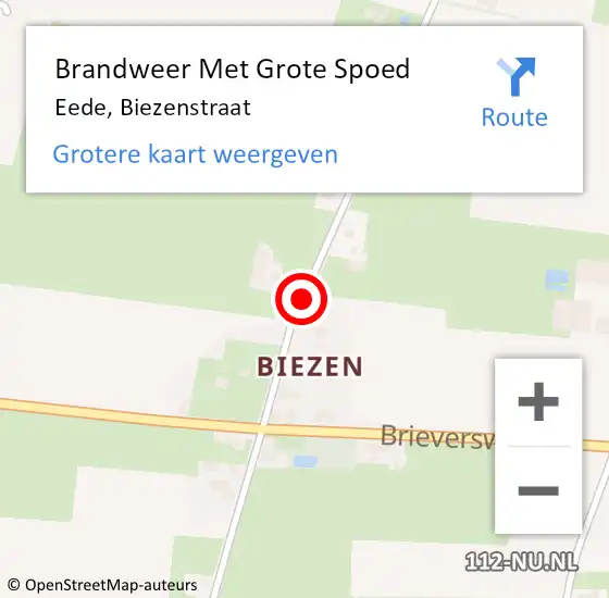 Locatie op kaart van de 112 melding: Brandweer Met Grote Spoed Naar Eede, Biezenstraat op 8 februari 2021 18:29