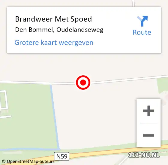 Locatie op kaart van de 112 melding: Brandweer Met Spoed Naar Den Bommel, Oudelandseweg op 1 juni 2014 16:29