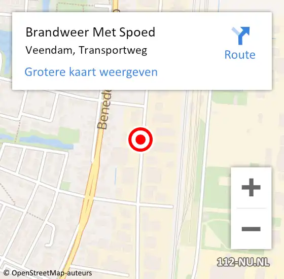Locatie op kaart van de 112 melding: Brandweer Met Spoed Naar Veendam, Transportweg op 8 februari 2021 19:08