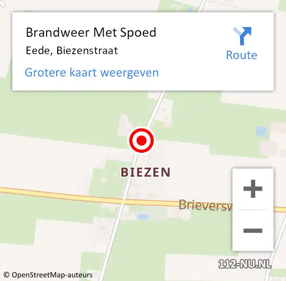 Locatie op kaart van de 112 melding: Brandweer Met Spoed Naar Eede, Biezenstraat op 8 februari 2021 19:16