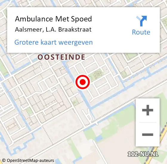 Locatie op kaart van de 112 melding: Ambulance Met Spoed Naar Aalsmeer, L.A. Braakstraat op 8 februari 2021 19:51