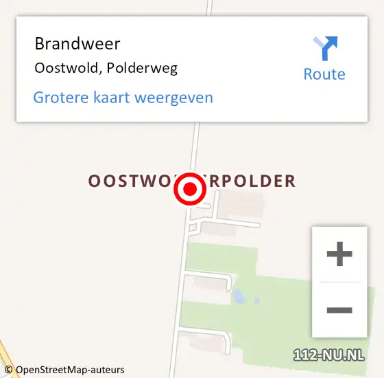 Locatie op kaart van de 112 melding: Brandweer Oostwold, Polderweg op 8 februari 2021 19:51