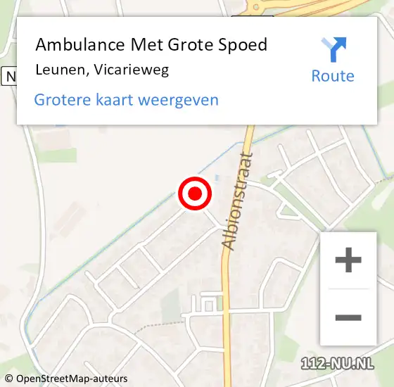 Locatie op kaart van de 112 melding: Ambulance Met Grote Spoed Naar Leunen, Vicarieweg op 1 juni 2014 16:34