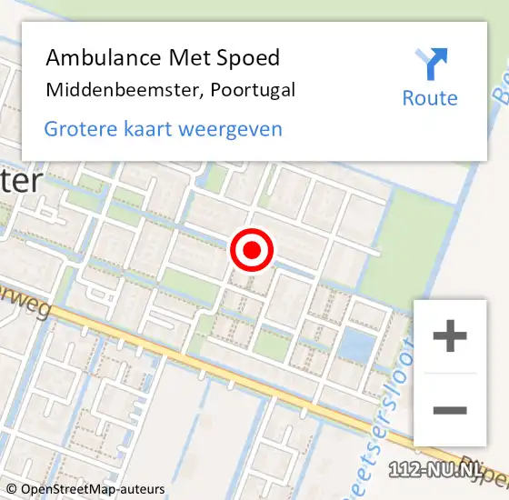 Locatie op kaart van de 112 melding: Ambulance Met Spoed Naar Middenbeemster, Poortugal op 8 februari 2021 20:18