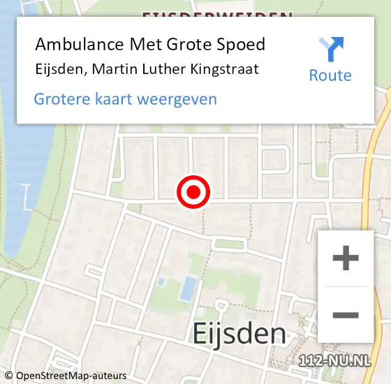 Locatie op kaart van de 112 melding: Ambulance Met Grote Spoed Naar Eijsden, Martin Luther Kingstraat op 1 juni 2014 16:37