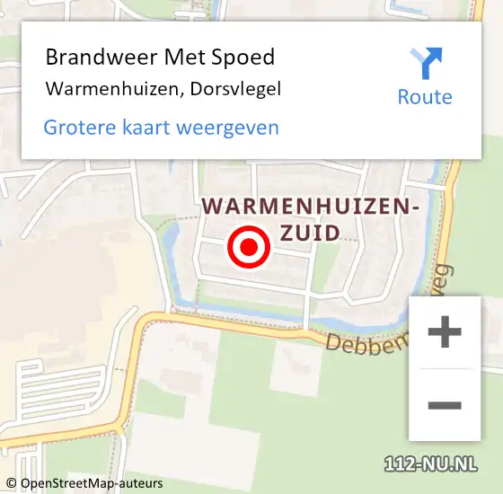 Locatie op kaart van de 112 melding: Brandweer Met Spoed Naar Warmenhuizen, Dorsvlegel op 8 februari 2021 22:20