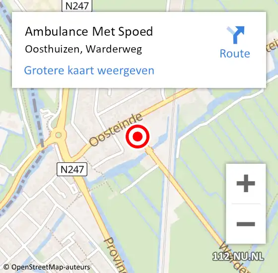 Locatie op kaart van de 112 melding: Ambulance Met Spoed Naar Oosthuizen, Warderweg op 8 februari 2021 22:46