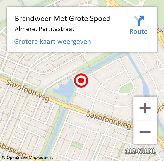 Locatie op kaart van de 112 melding: Brandweer Met Grote Spoed Naar Almere, Partitastraat op 8 februari 2021 23:23