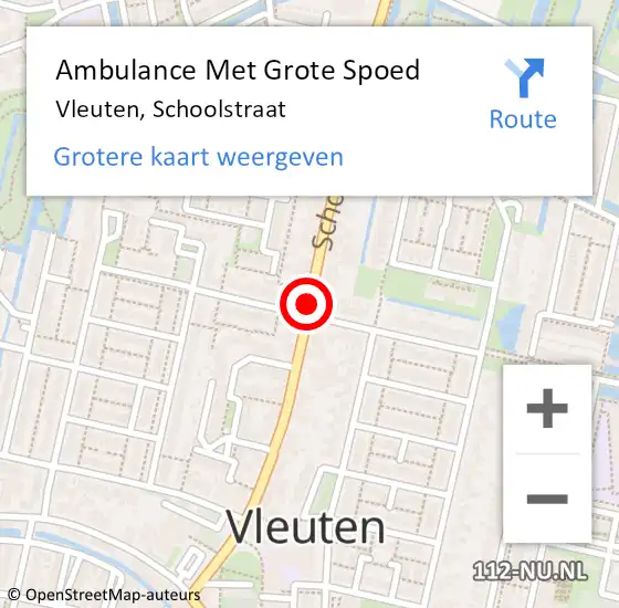 Locatie op kaart van de 112 melding: Ambulance Met Grote Spoed Naar Vleuten, Schoolstraat op 9 februari 2021 07:35