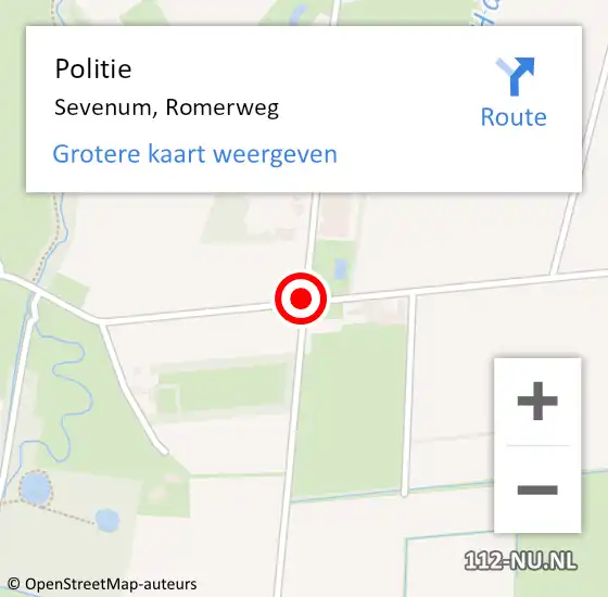 Locatie op kaart van de 112 melding: Politie Sevenum, Romerweg op 9 februari 2021 07:41