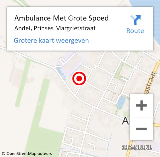 Locatie op kaart van de 112 melding: Ambulance Met Grote Spoed Naar Andel, Prinses Margrietstraat op 3 oktober 2013 18:02