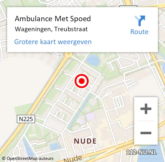 Locatie op kaart van de 112 melding: Ambulance Met Spoed Naar Wageningen, Treubstraat op 9 februari 2021 08:41