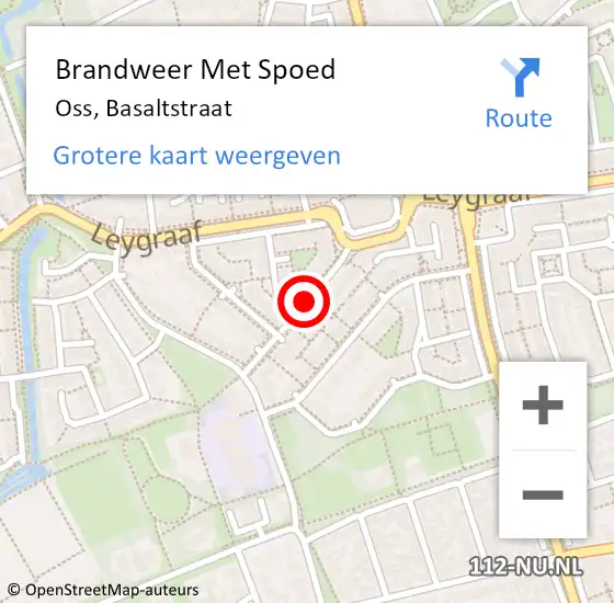 Locatie op kaart van de 112 melding: Brandweer Met Spoed Naar Oss, Basaltstraat op 9 februari 2021 08:43