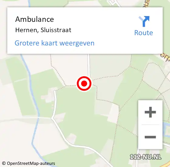 Locatie op kaart van de 112 melding: Ambulance Hernen, Sluisstraat op 9 februari 2021 09:08