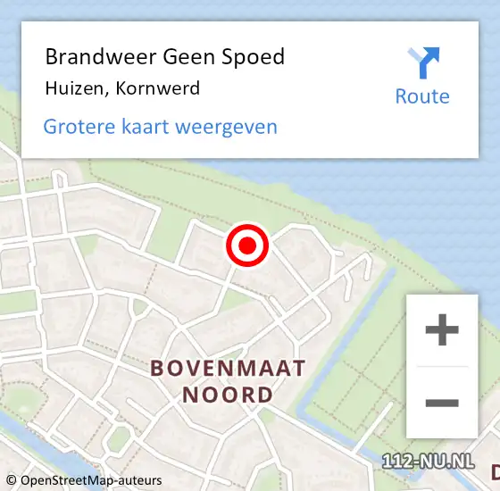 Locatie op kaart van de 112 melding: Brandweer Geen Spoed Naar Huizen, Kornwerd op 9 februari 2021 09:14