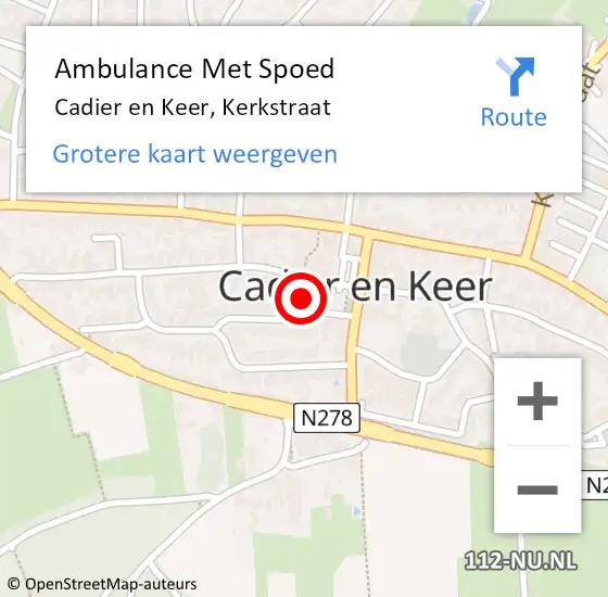 Locatie op kaart van de 112 melding: Ambulance Met Spoed Naar Cadier en Keer, Kerkstraat op 1 juni 2014 17:25