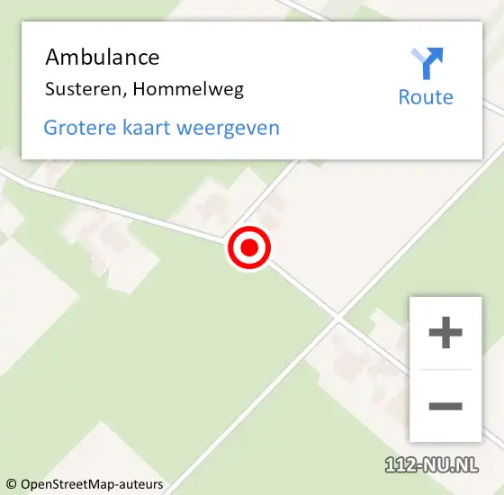 Locatie op kaart van de 112 melding: Ambulance Susteren, Hommelweg op 9 februari 2021 09:29