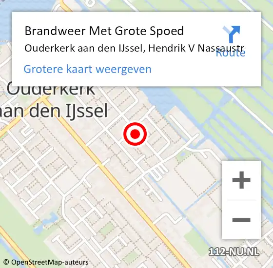 Locatie op kaart van de 112 melding: Brandweer Met Grote Spoed Naar Ouderkerk aan den IJssel, Hendrik V Nassaustr op 1 juni 2014 17:32