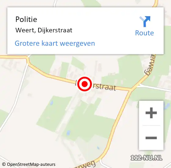 Locatie op kaart van de 112 melding: Politie Weert, Dijkerstraat op 9 februari 2021 11:35